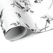  Cupid Angels Floral Black White Toile Cadeaupapier (Rol Hoek)