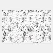  Cupid Angels Floral Black White Toile Inpakpapier Vel (Voorkant)