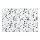 Cupid Angels Floral Black White Toile Kussensloop (Achterkant-Links)