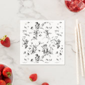  Cupid Angels Floral Black White Toile Servet (Insitu)