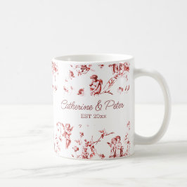 Cupid Angels Floral Red Toile Couple Namen Koffiemok