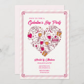 Cupid Angels Galentines Invitation Heart Design Kaart (Voorkant / Achterkant)