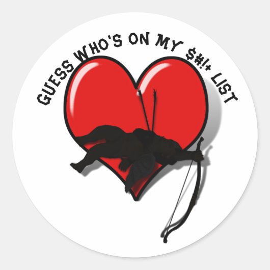 Cupid Anti Valentine's Day  Ronde Sticker (Voorkant)
