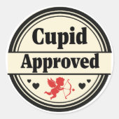 Cupid Approved Love Ronde Sticker (Voorkant)