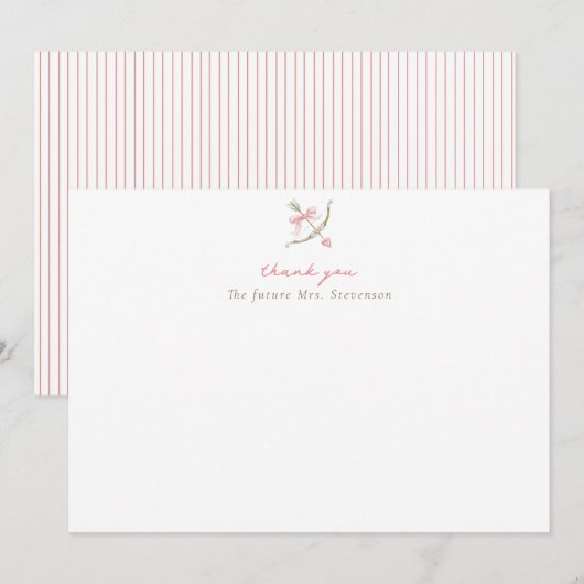 Cupid Arrow Bow & Heart Bridal Shower Bedankkaart (Voorkant / Achterkant)