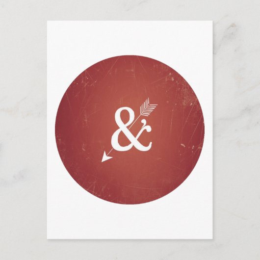 Cupid Arrow Retro Love Sign op Antiek Red Briefkaart (Voorkant)