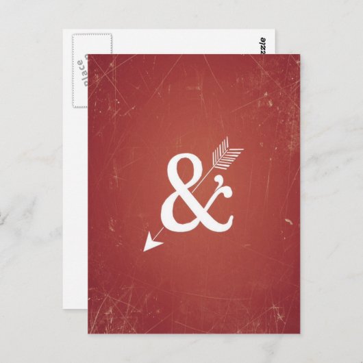 Cupid Arrow Retro Love Sign op Antiek Red Briefkaart (Voorkant / Achterkant)