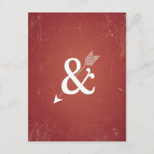 Cupid Arrow Retro Love Sign op Antiek Red Briefkaart