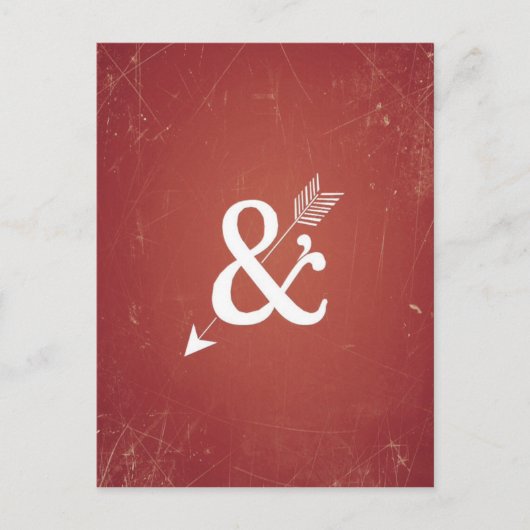 Cupid Arrow Retro Love Sign op Antiek Red Briefkaart (Voorkant)