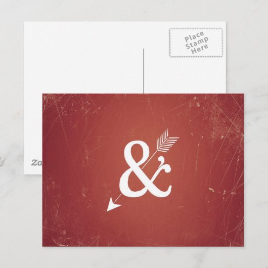 Cupid Arrow Retro Love Sign op Antiek Red Briefkaart (Voorkant / Achterkant)
