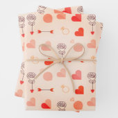 Cupid arrow with hearts valentine inpakpapier vel (In situ)