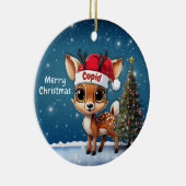 Cupid Baby Deer, Fawn, Doe, Reindeer🦌 🎄 Keramisch Ornament (Rechts)