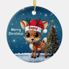 Cupid Baby Deer, Fawn, Doe, Reindeer🦌 🎄 Keramisch Ornament