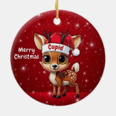 Cupid Baby Deer, Fawn, Doe, Reindeer🦌 🎄 Keramisch Ornament (Achterkant)