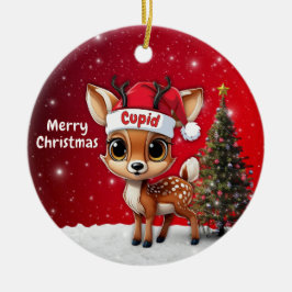 Cupid Baby Deer, Fawn, Doe, Reindeer🦌 🎄 Keramisch Ornament