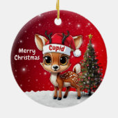 Cupid Baby Deer, Fawn, Doe, Reindeer🦌 🎄 Keramisch Ornament (Achterkant)
