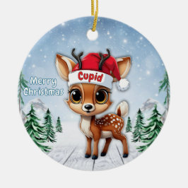Cupid Baby Deer, Fawn, Doe, Reindeer 🦌🎄 Keramisch Ornament