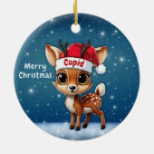 Cupid Baby Deer, Fawn, Doe, Reindeer🦌 🎄 Keramisch Ornament (Achterkant)