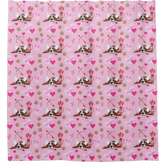 Cupid Basset Hond Douchegordijn (Voorkant)