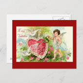  Cupid-bewaterde bloemen hart Briefkaart (Voorkant / Achterkant)