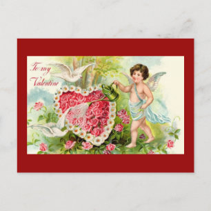 Cupid-bewaterde bloemen hart Briefkaart