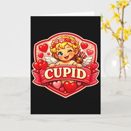 Cupid Blonde Valentijn  Kaart (Gele Bloem)
