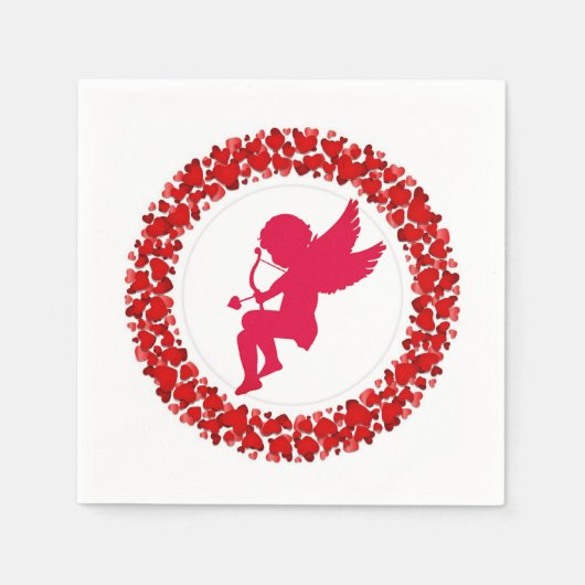 Cupid Bow & Arrow en Hearts Paper Napkin Servet (Voorkant)