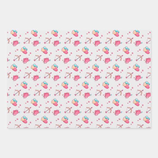 Cupid Bow Arrow Heart Pattern Cute Valentijnsdag Inpakpapier Vel (Voorkant 2)