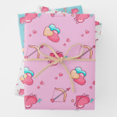 Cupid Bow Arrow Heart Pattern Cute Valentijnsdag Inpakpapier Vel (In situ)