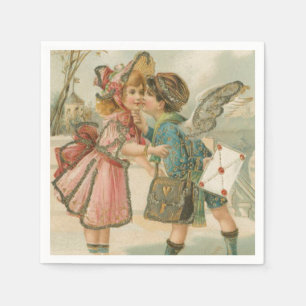 Cupid Boy and Girl in Pink Valentijn Servetten