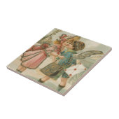 Cupid Boy and Girl in Pink Valentijn Tegeltje (Zijkant)