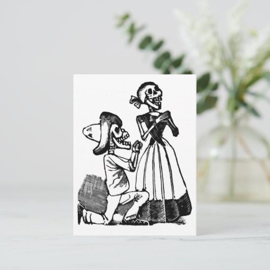 Cupid Calavera, Skeleton Lovers c. jaren '00 Briefkaart (Staand voorkant)