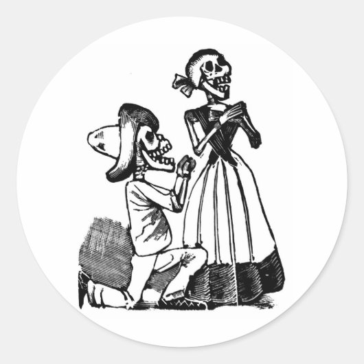 Cupid Calavera, Skeleton Lovers c. jaren '00 Ronde Sticker (Voorkant)