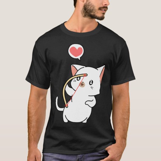 Cupid Cat  Matching Couple Valentines Day Kitten T-shirt (Voorkant)