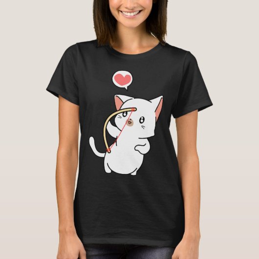 Cupid Cat  Matching Couple Valentines Day Kitten T-shirt (Voorkant)