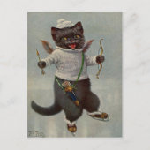 Cupid Cat Skating  begin Briefkaart 1900 (Voorkant)