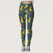 Cupid Cats Valentijnsdag Oranje, rood en blauw Leggings (Voorkant)