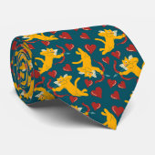 Cupid Cats Valentijnsdag Oranje, rood en blauw Stropdas (Opgerold)
