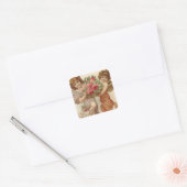Cupid Cherub Angel Basket Rozen Roos Vierkante Sticker (Envelop)