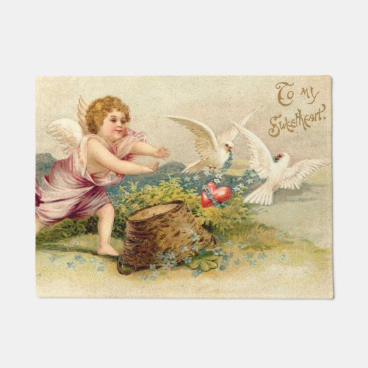 Cupid Cherub Angel Dove Heart Deurmat (Voorkant)