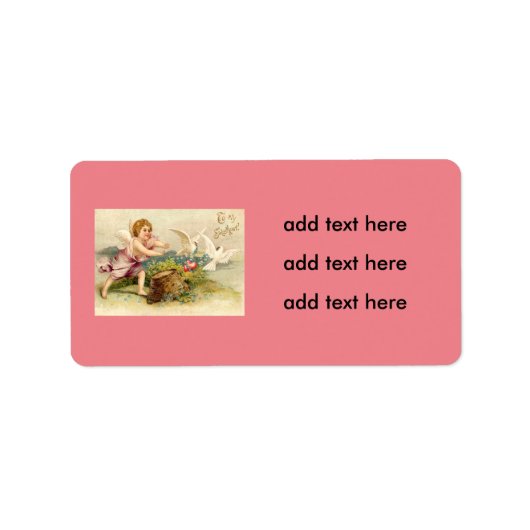 Cupid Cherub Angel Dove Heart Etiket (Voorkant)