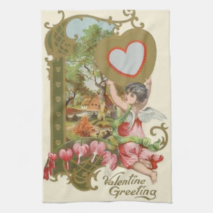 Cupid Cherub Angel Heart Cottage Theedoek