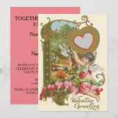 Cupid Cherub Angel Heart Wedding Uitnodiging (Voorkant / Achterkant)
