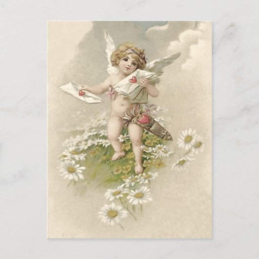 Cupid Cherub Angel Valentijn Daisy Feestdagenkaart (Voorkant)