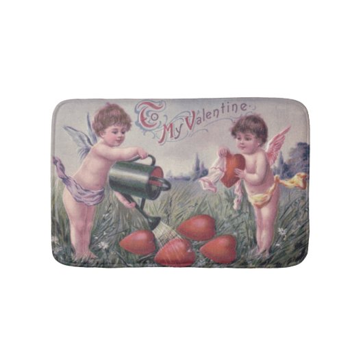 Cupid Cherub Angel Watering Heart Badmat (Voorkant)