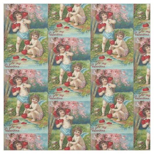 Cupid Cherub Oogst Hart Boom Stof (Swatch)