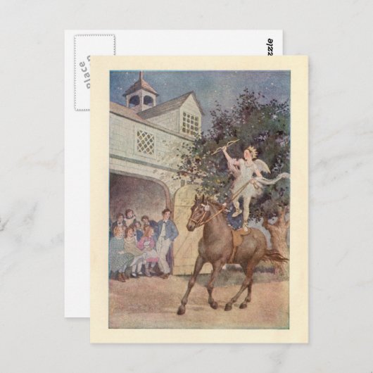 Cupid Child Angel & Horse w/Bow en Arrow Briefkaart (Voorkant / Achterkant)