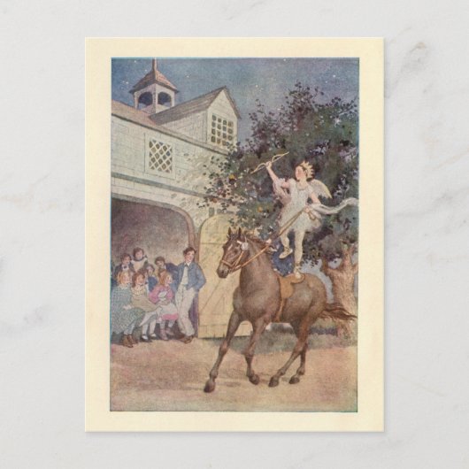 Cupid Child Angel & Horse w/Bow en Arrow Briefkaart (Voorkant)