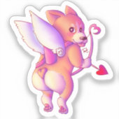 Cupid Corgi Sticker (Voorkant)