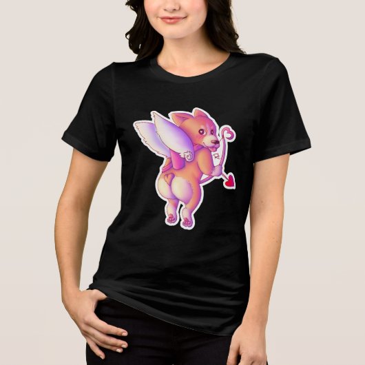 Cupid Corgi Tri-Blend Shirt (Voorkant)